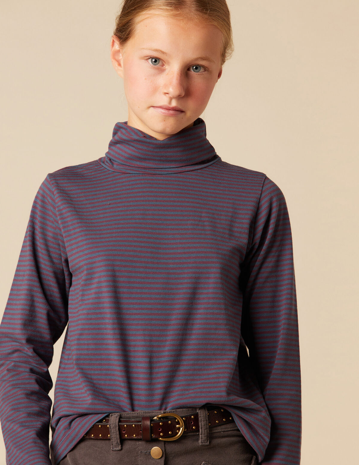 STRIPED TURTLENECK T-SHIRT
