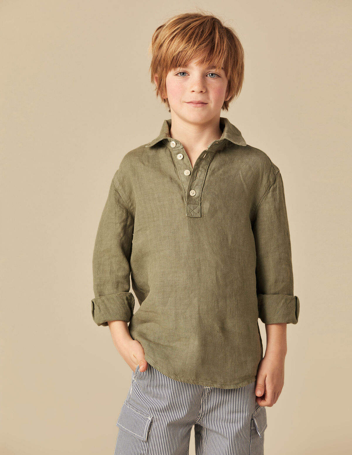 CAMISA POLERA LINO AZUL CLARO