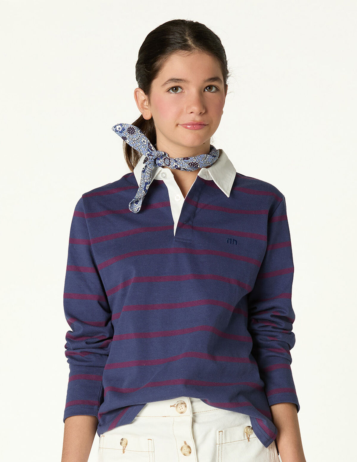 BLUE STRIPED POLO SWEATSHIRT
