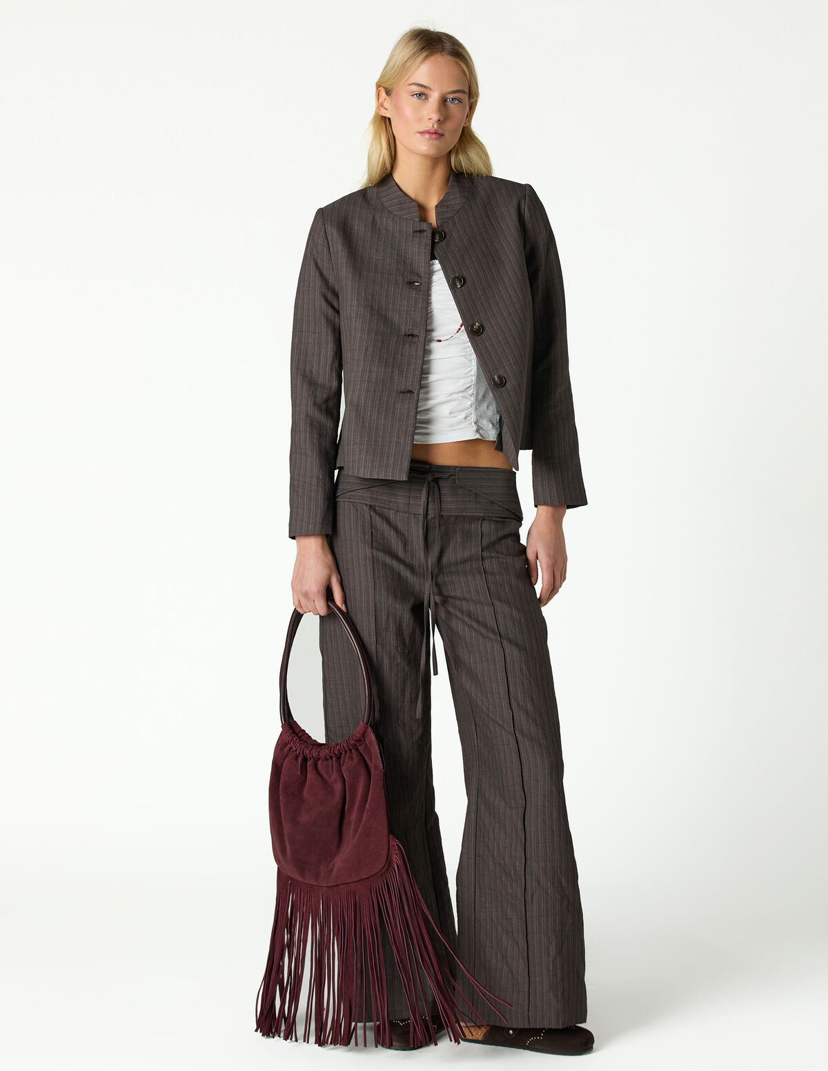 BROWN STRIPED BLAZER