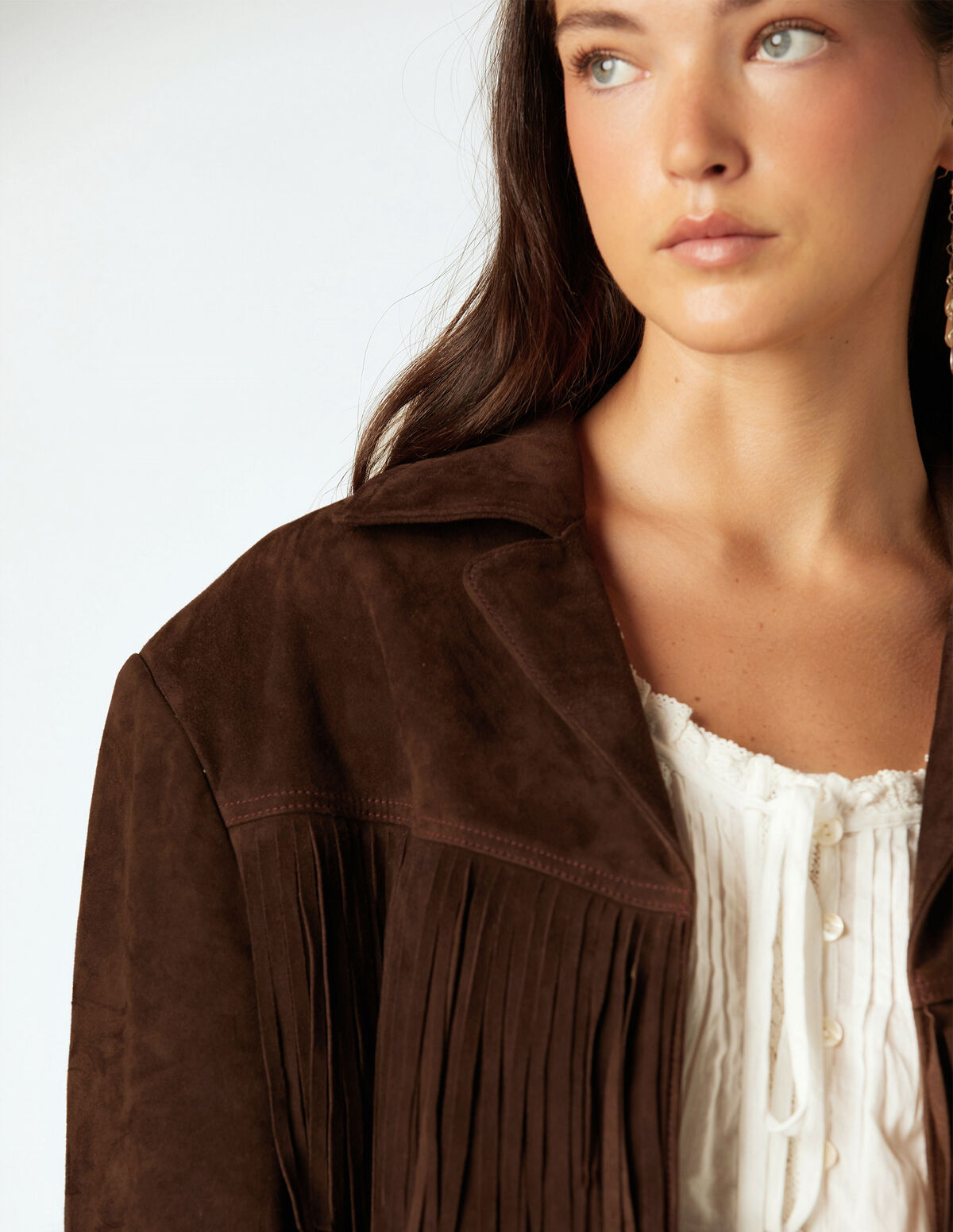 FRINGED SUEDE COAT