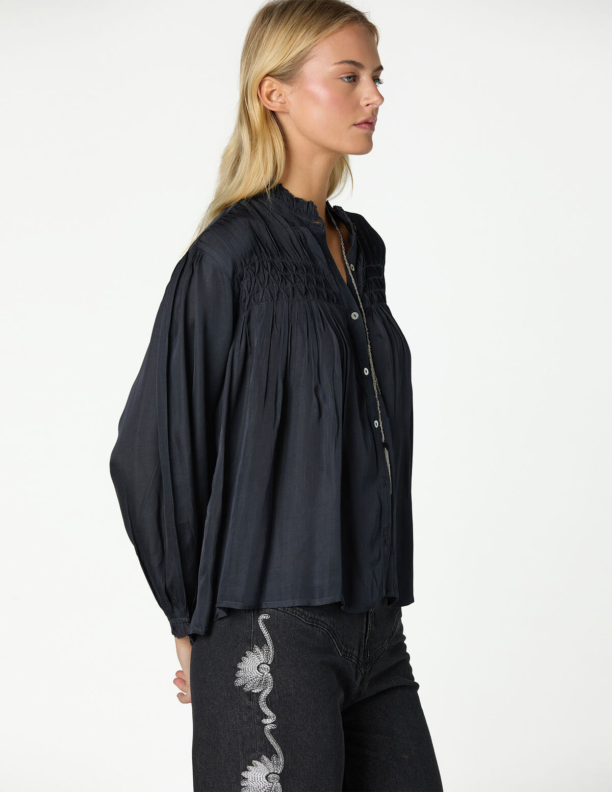 ANTHRACITE SATIN SHIRT
