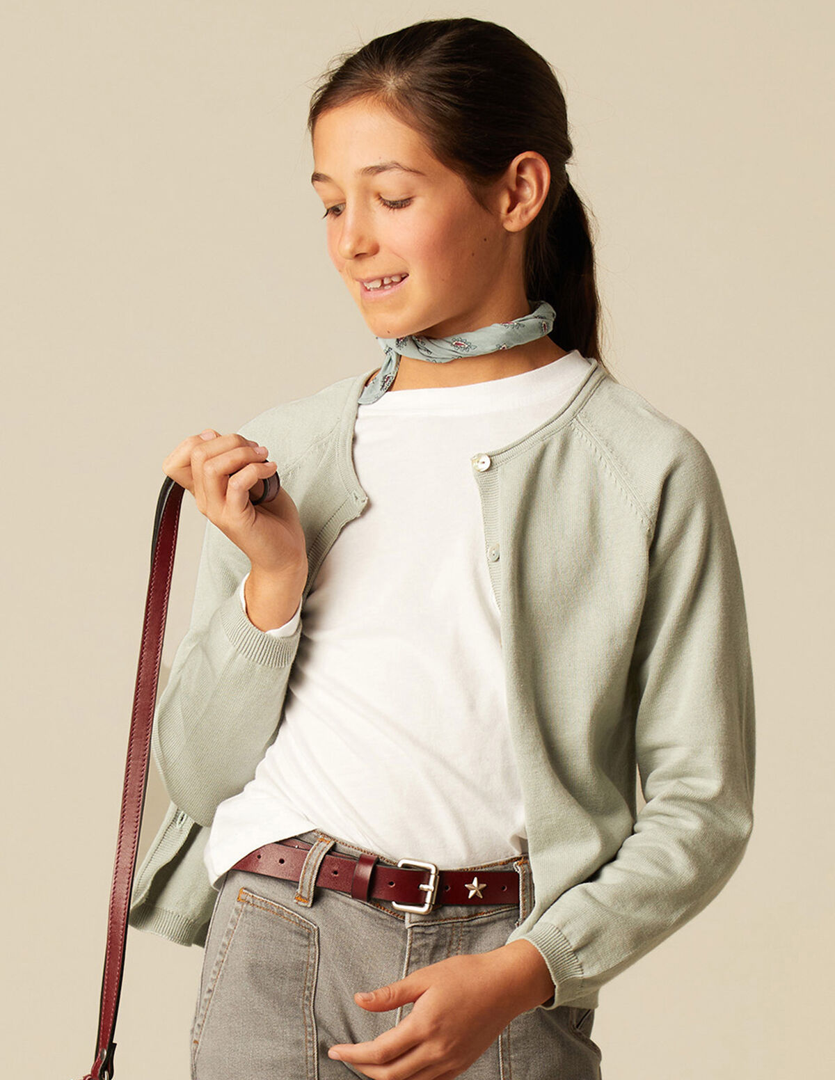 CHAQUETA PUNTO BOTONES GRIS CLARO