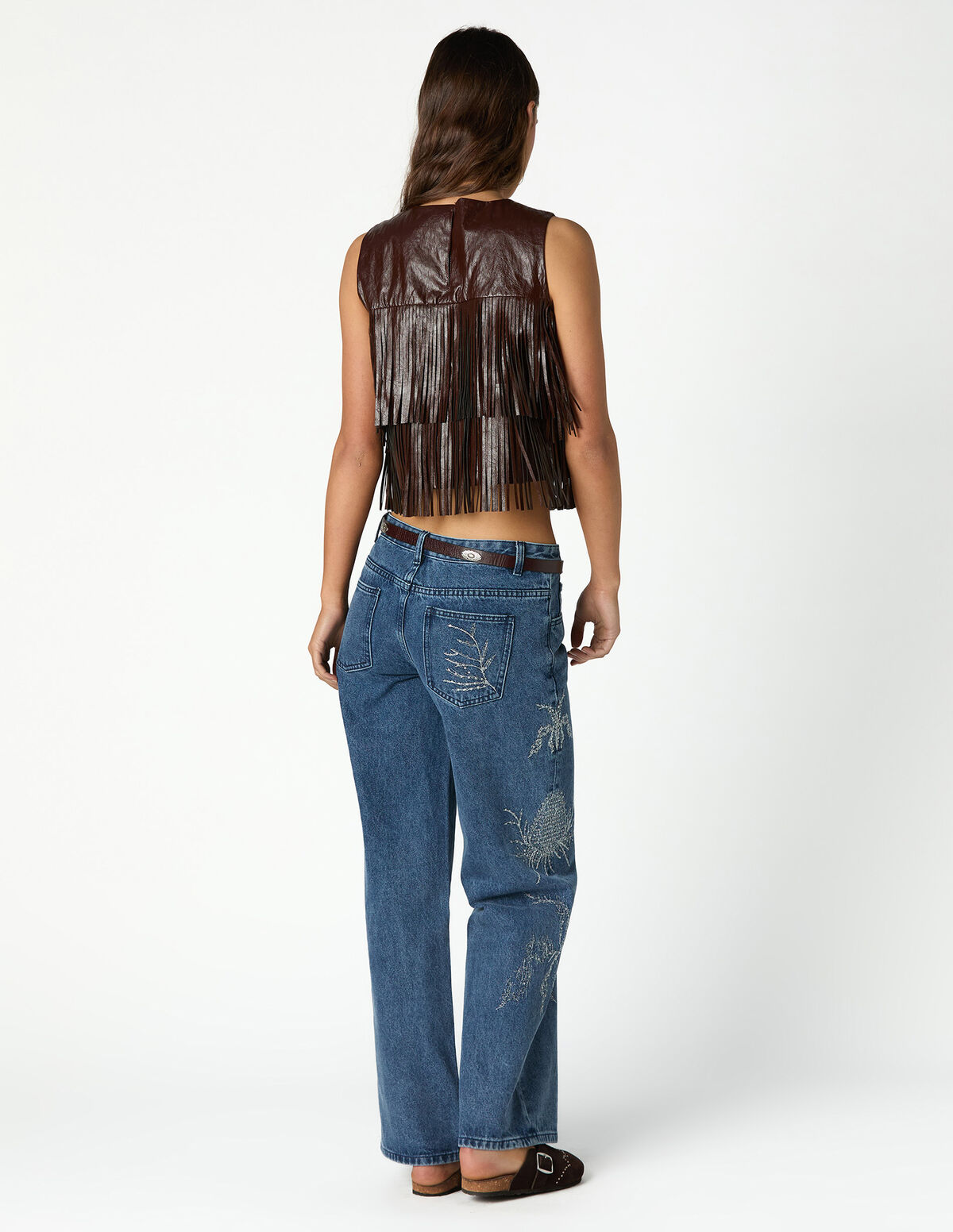 BROWN FRINGED TOP