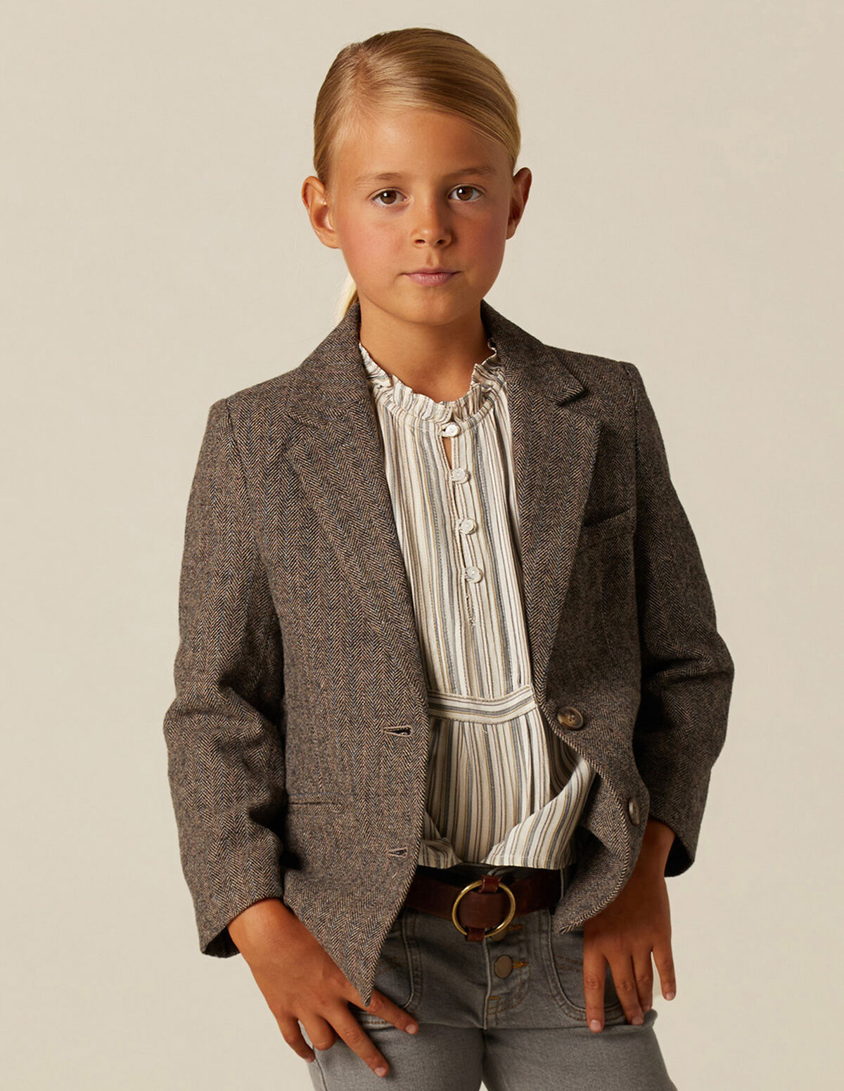 BROWN HERRINGBONE BLAZER