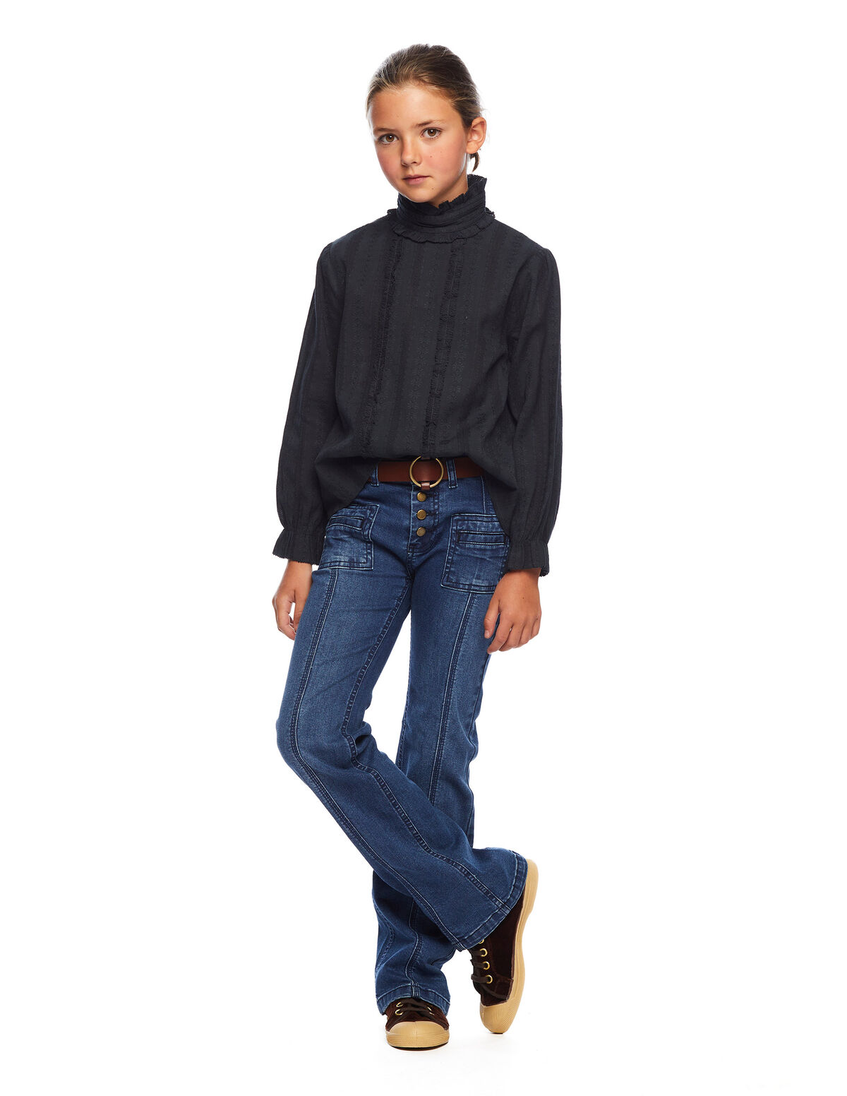 Camisa cuello perkins dobi antracita