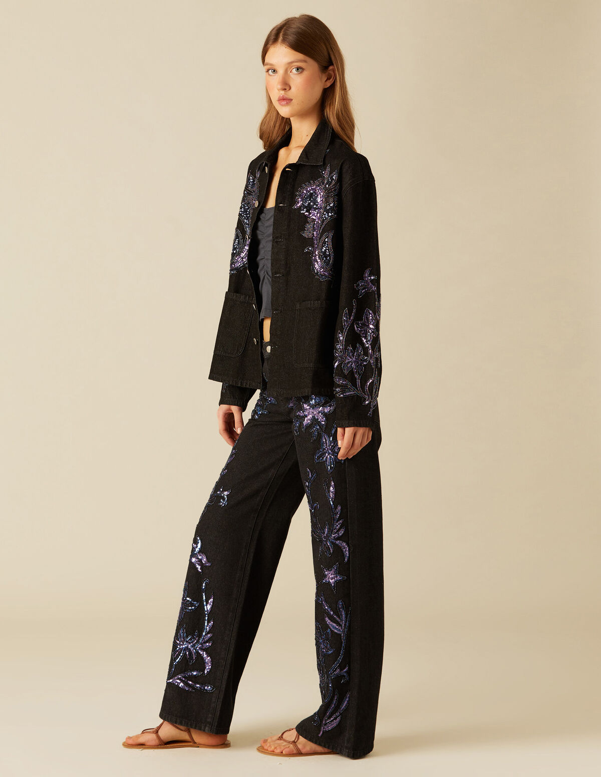 CHAQUETA DENIM LENTEJUELAS