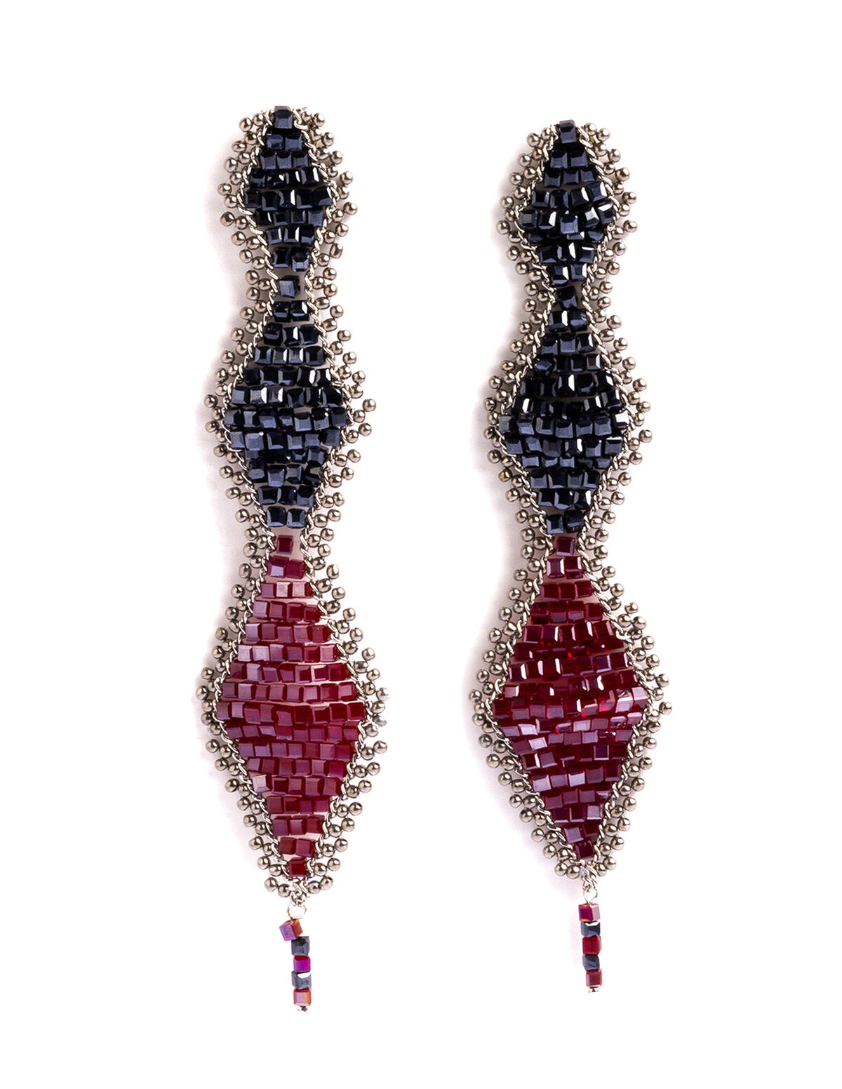 BRINCOS BEADS AZUL LOSANGO