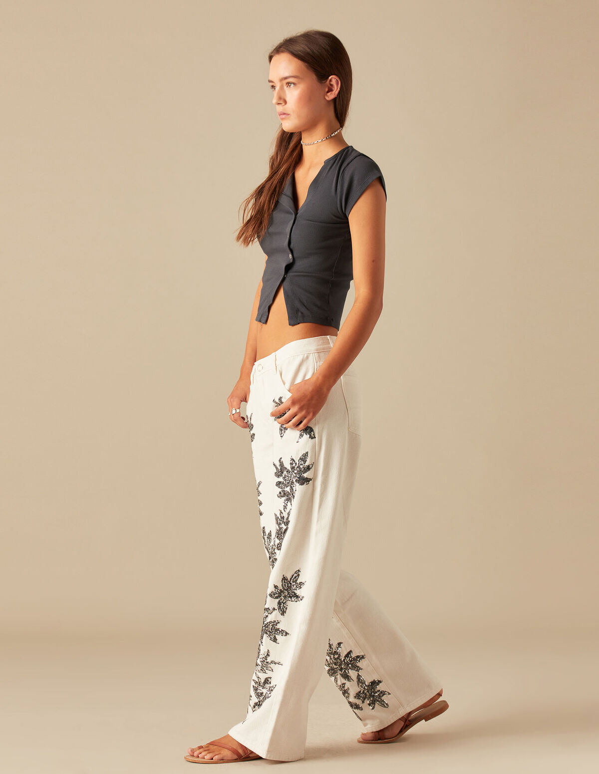 PANTALON PAILLETTES BLANC