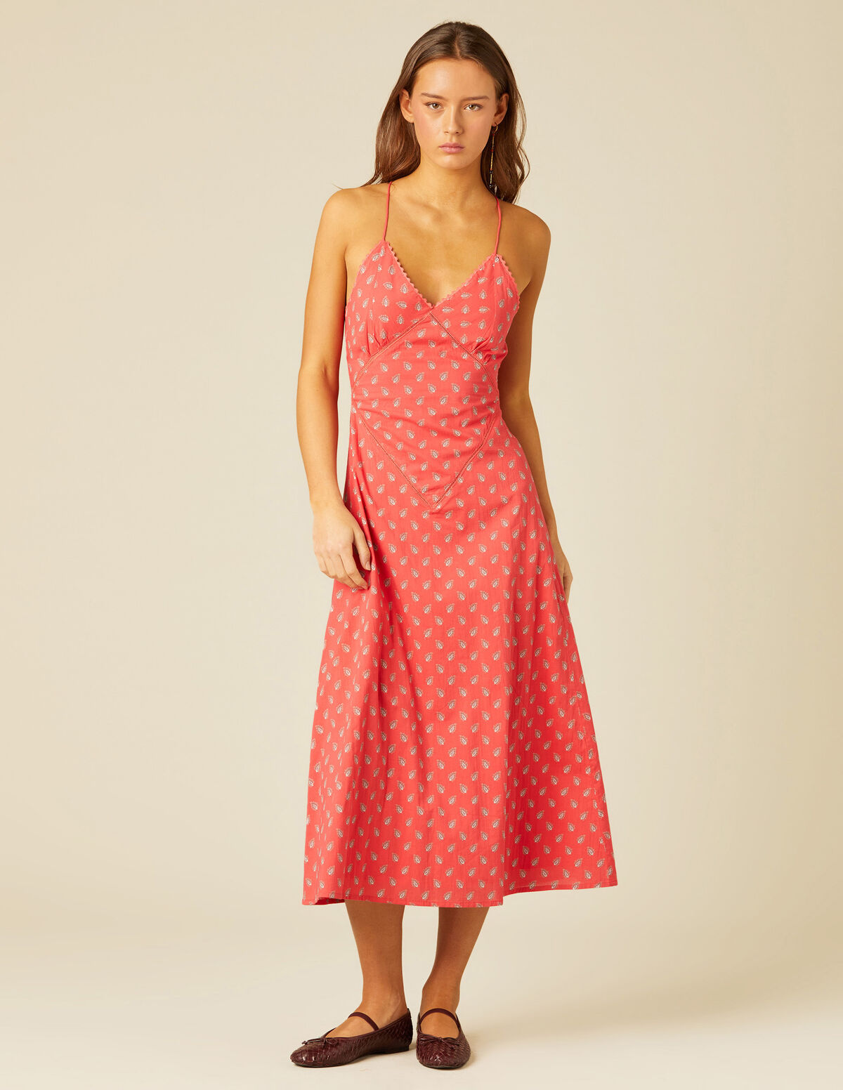 VESTIDO TIRANTES HOJAS AZUL