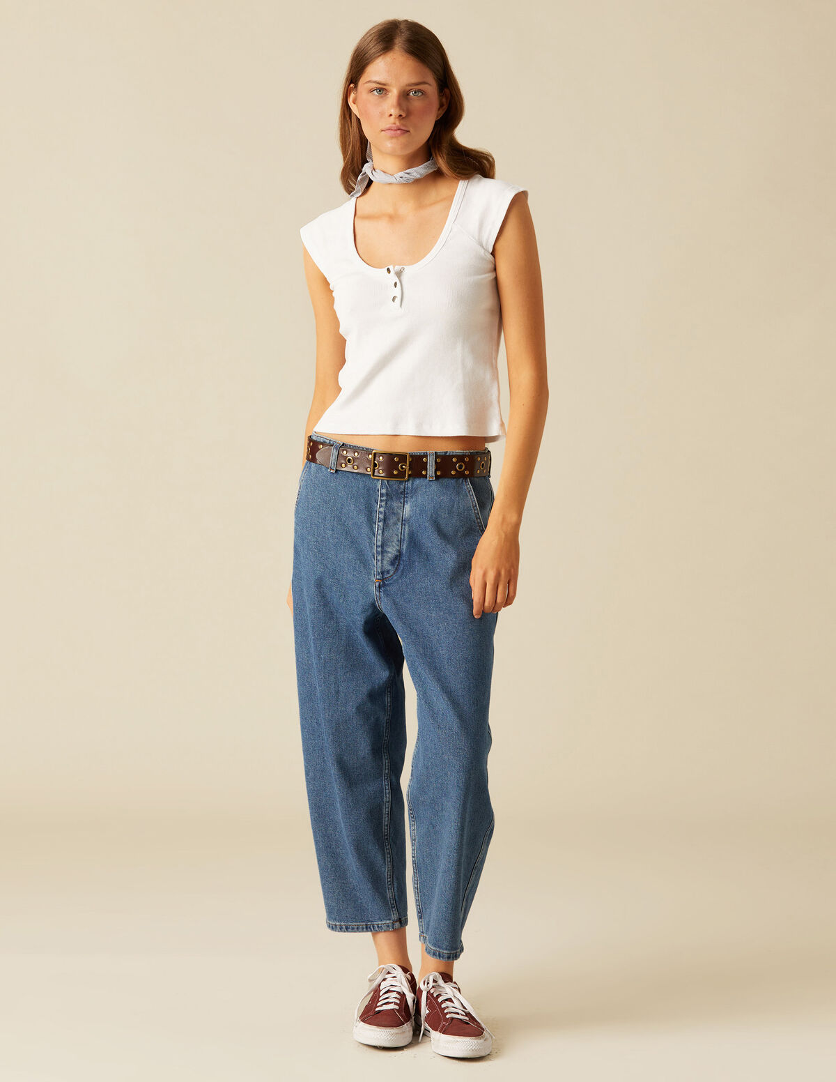 WHITE SNAP T-SHIRT