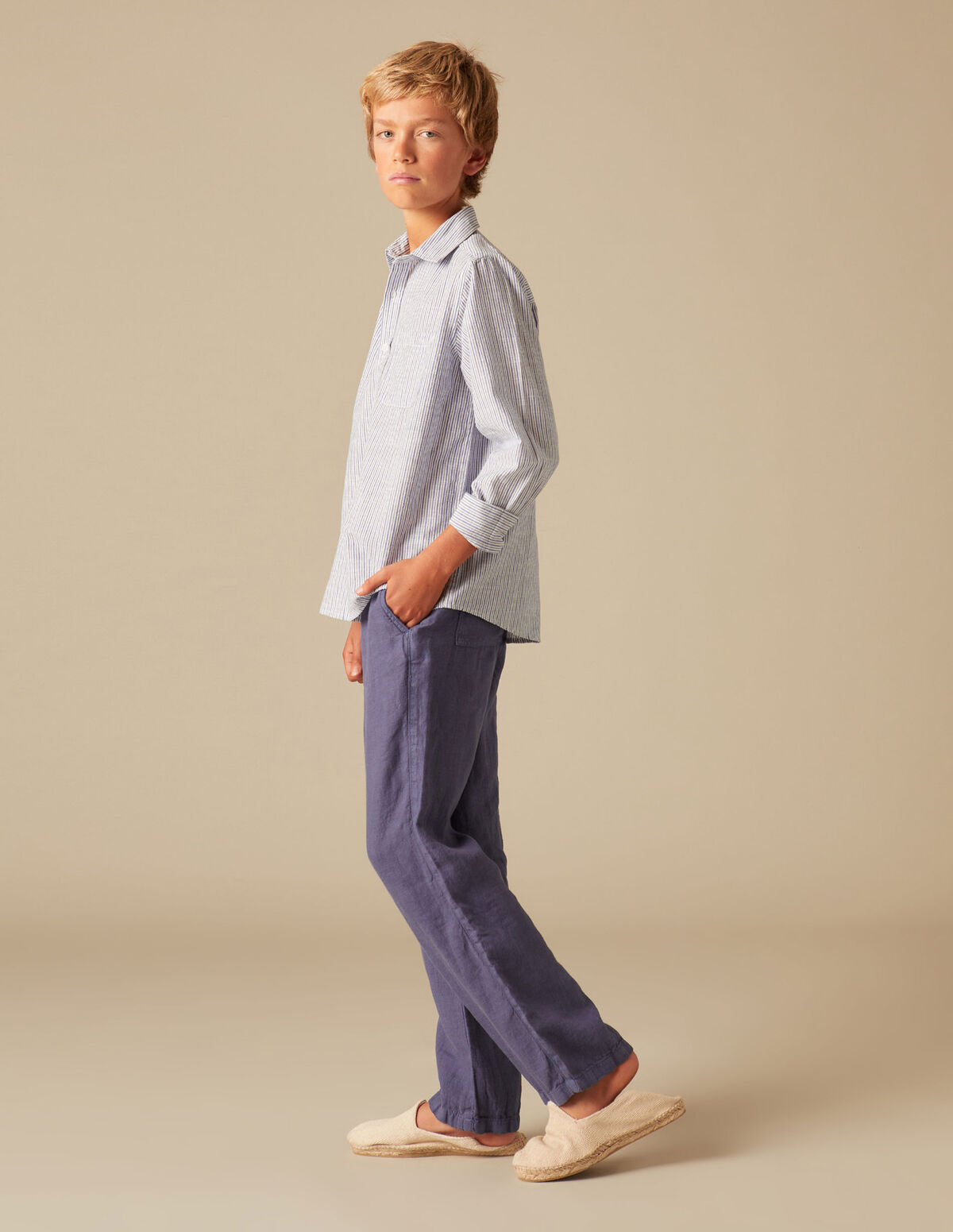 PANTALON LIN BLEU
