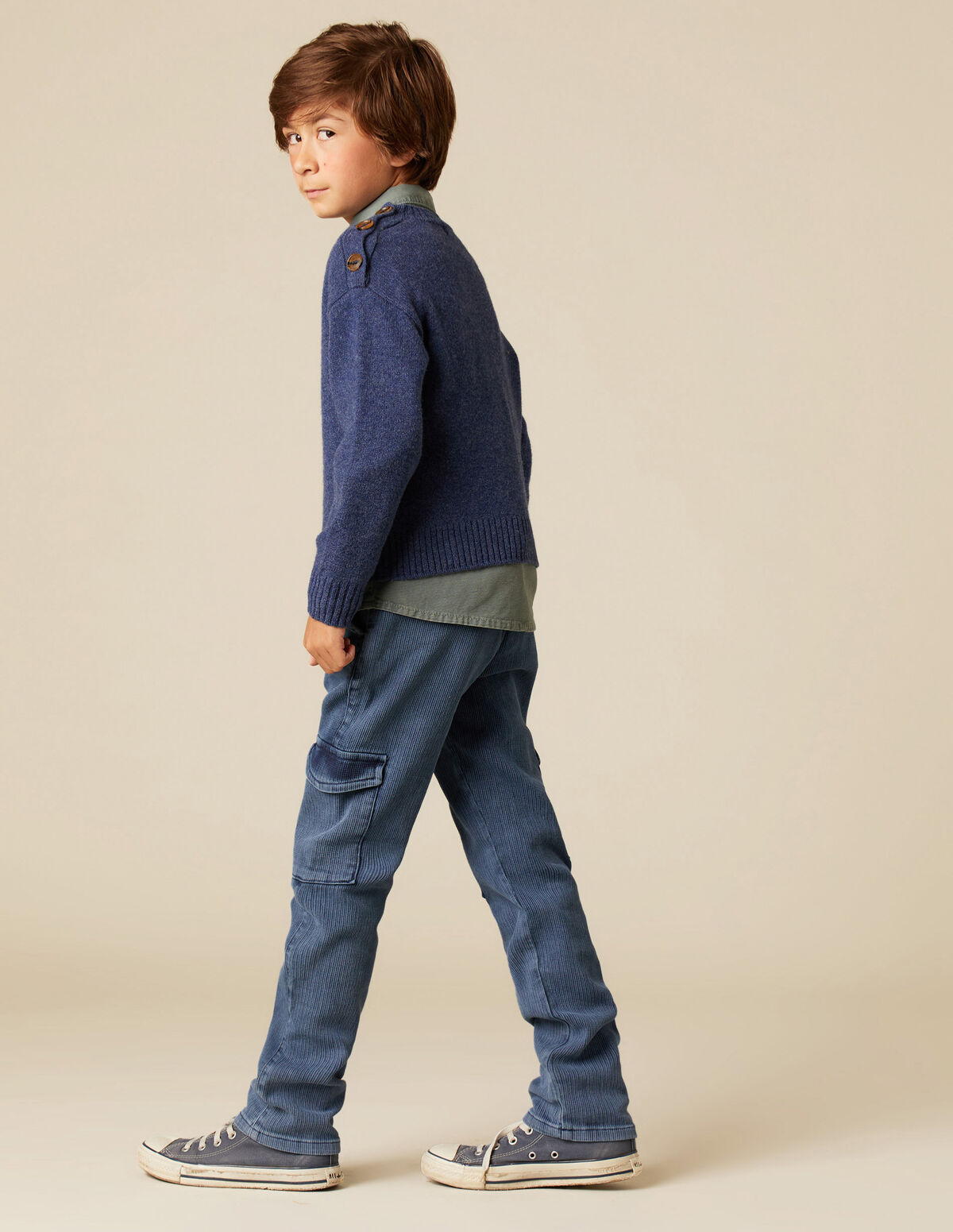 BLUE BUTTONED JUMPER