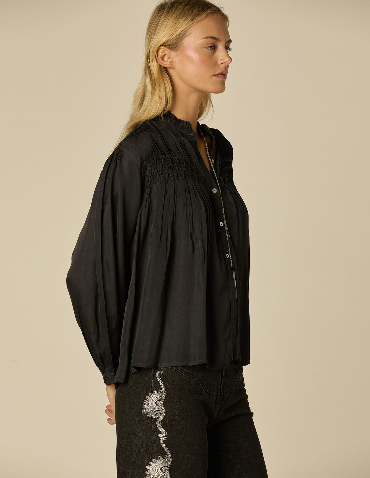 ANTHRACITE SATIN SHIRT