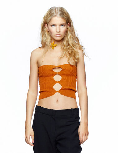 Orange knit cut out top - View all > - Nícoli