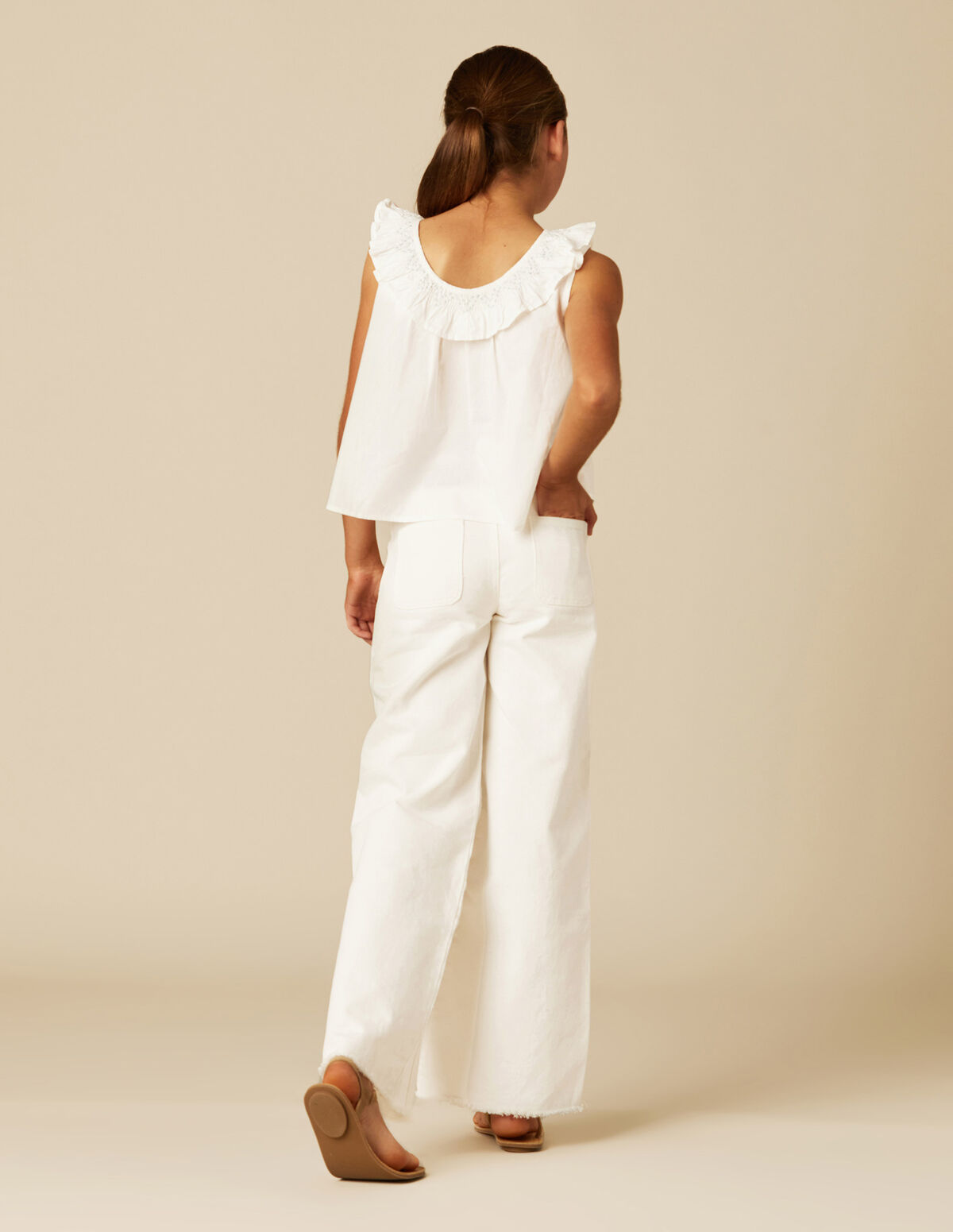 PANTALÓN COSTURAS VAQUERO BLANCO