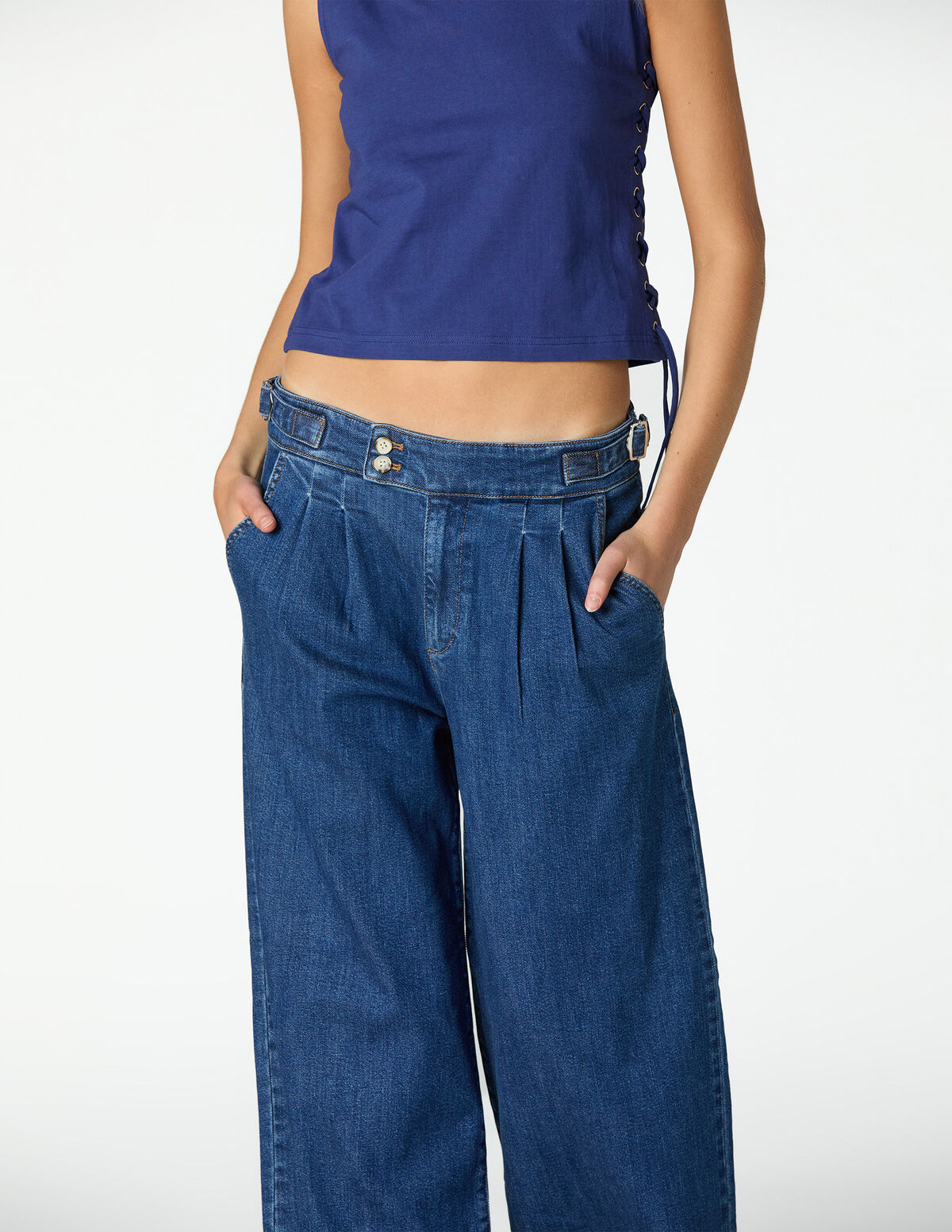 PANTALON HEBILLAS DENIM ANTRACITA