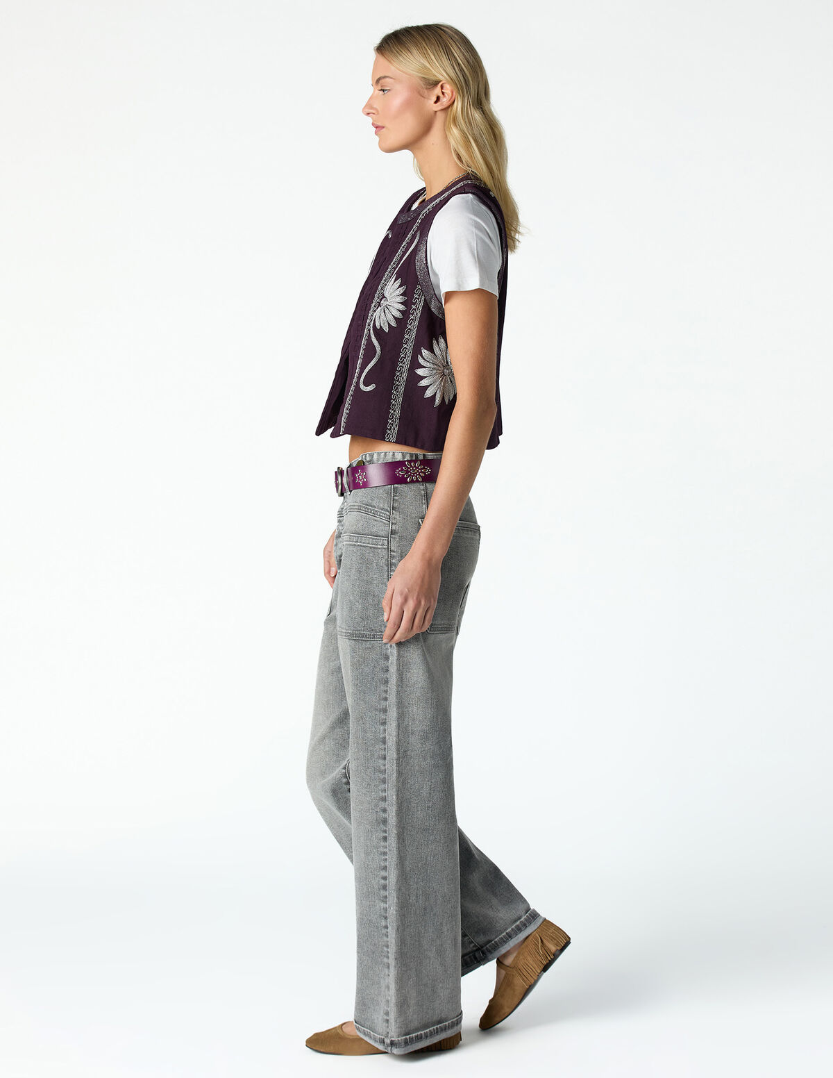 BLUE BUTTONED WAISTBAND JEANS