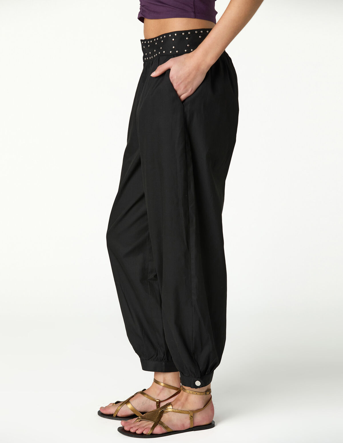 BLACK STUDDED TROUSERS