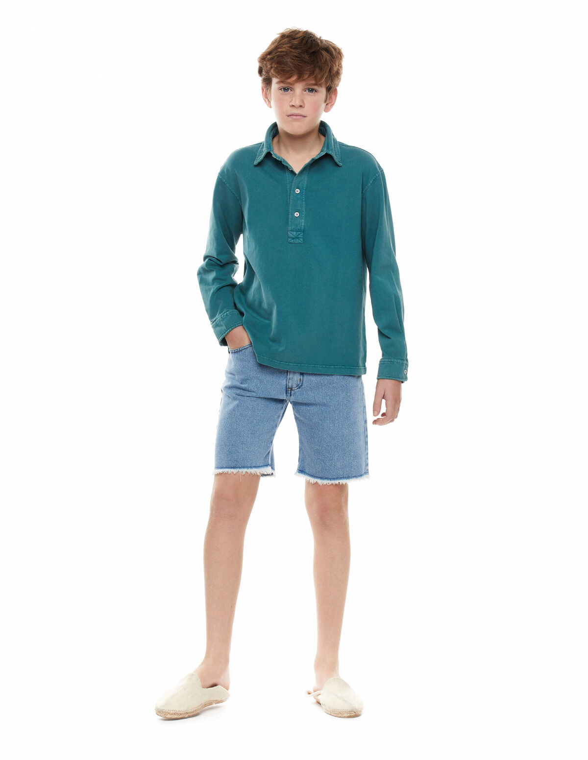 Light blue denim shorts