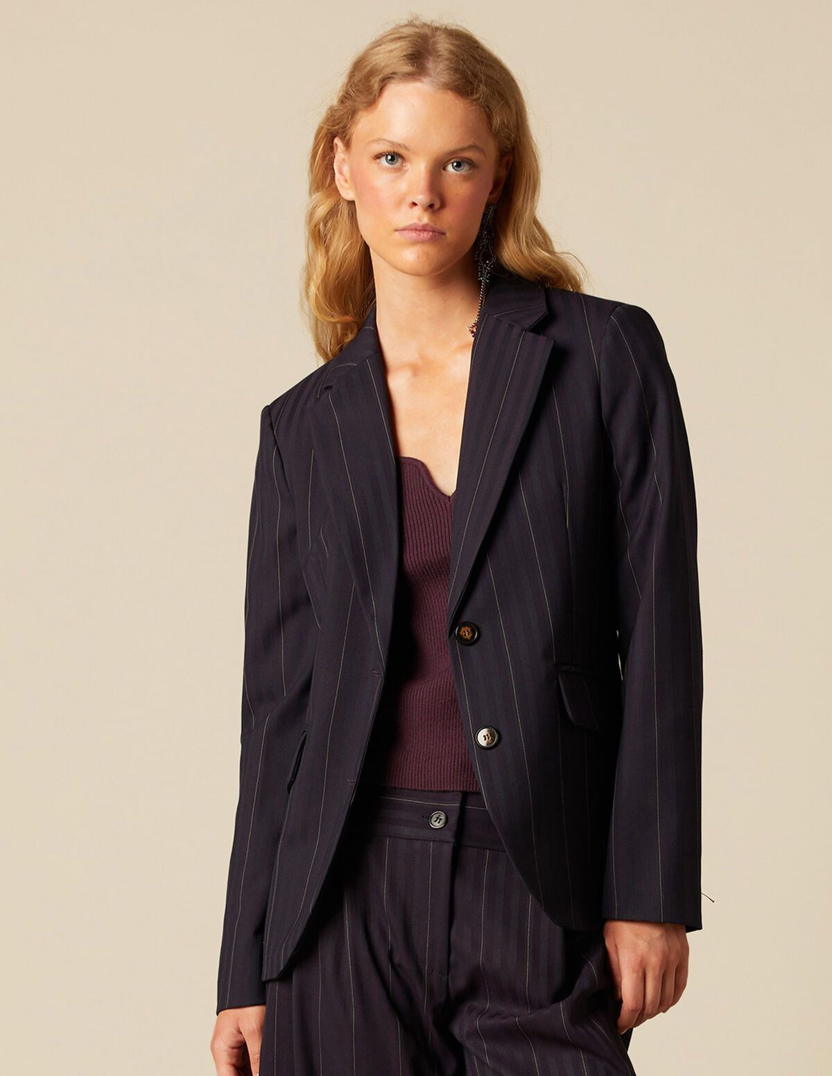 GREEN HERRINGBONE BLAZER