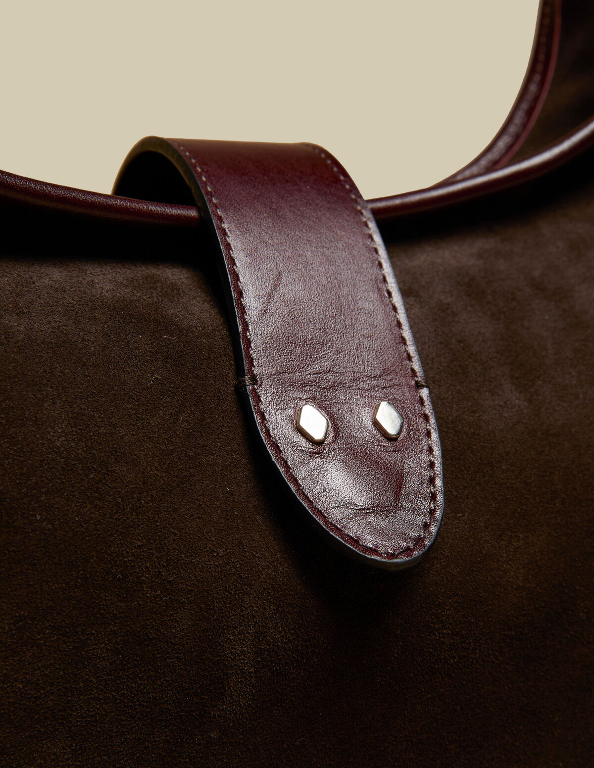 SAC CABAS CROÛTE DE CUIR KAKI