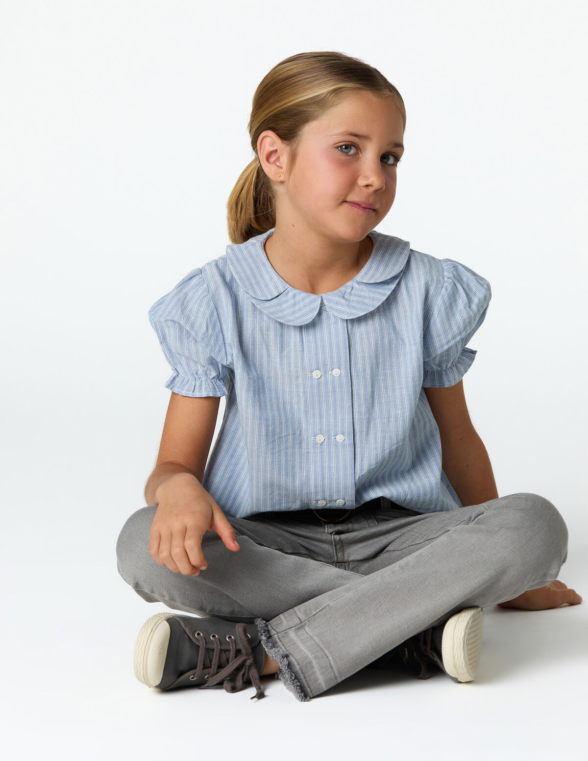 CAMISA GOLA DUPLA RISCA AZUL