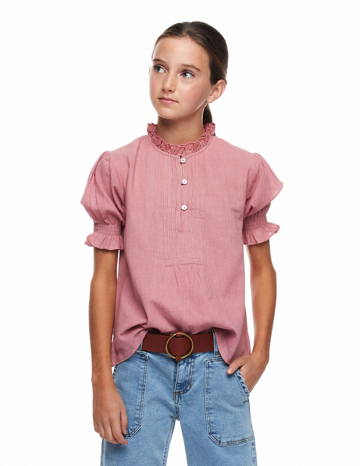Camisa cuello perkins botones verde