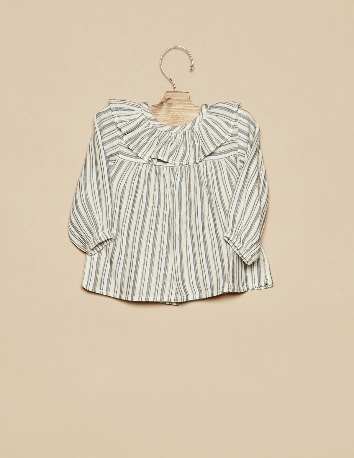 BLUE AND MUSTARD STRIPED SHIRT