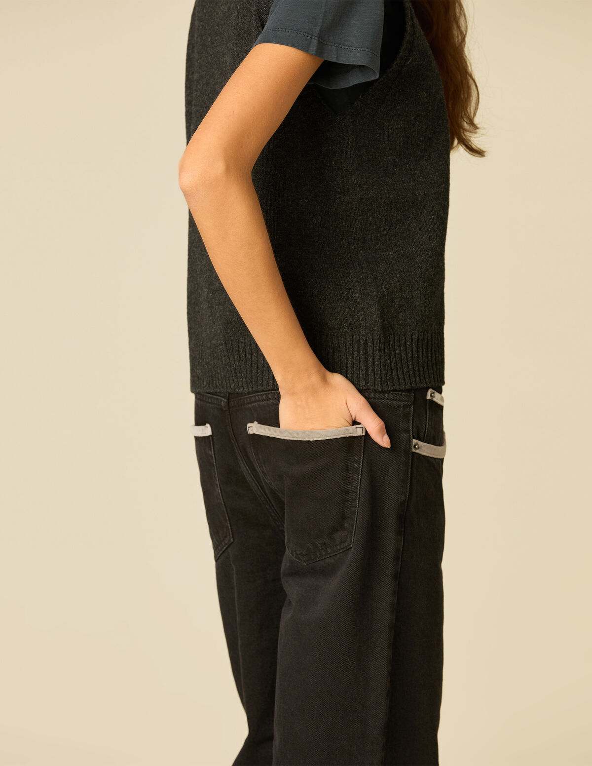 BLACK VELVET RIBBON TROUSERS