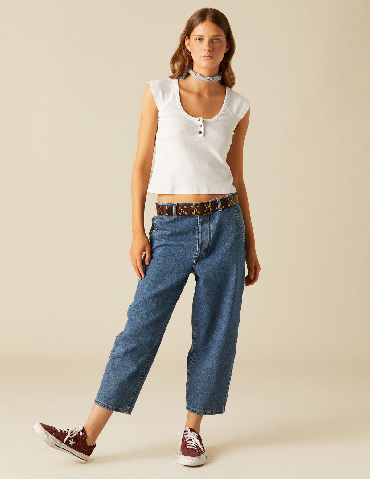 WHITE SNAP T-SHIRT
