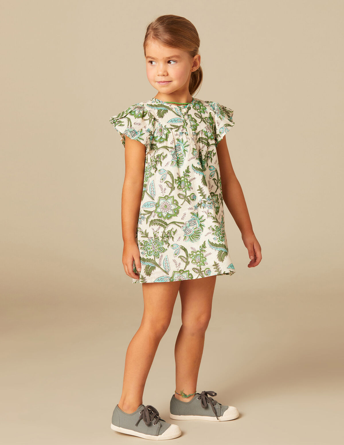 VESTIDO FLOR VERDE LÚREX