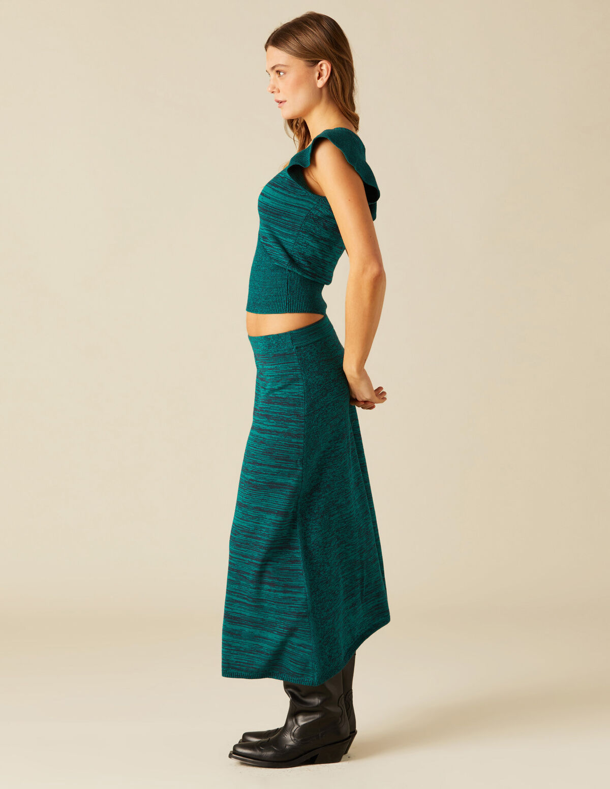 FALDA JASPEADA VERDE