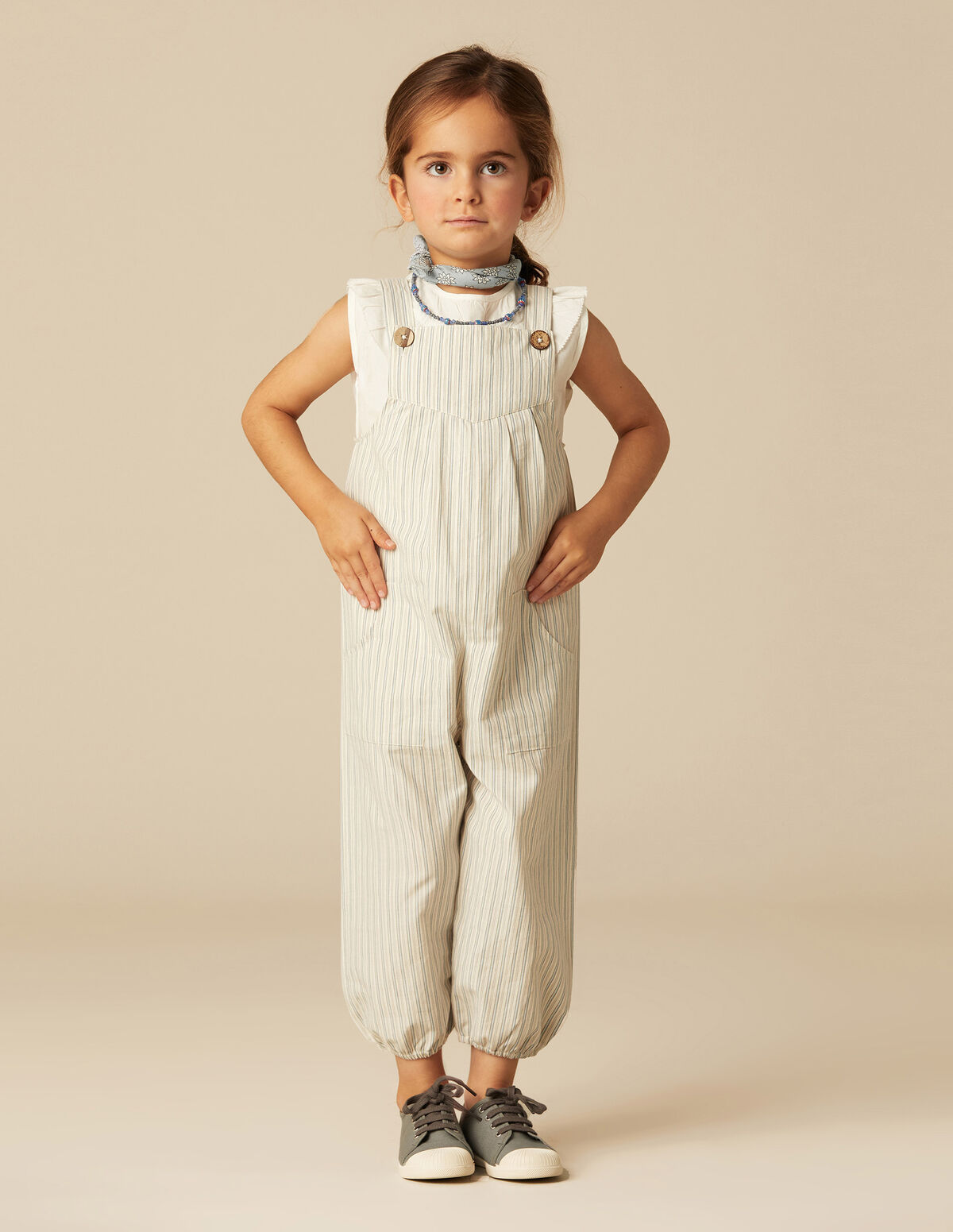 BLUE/WHITE STRIPED DUNGAREES