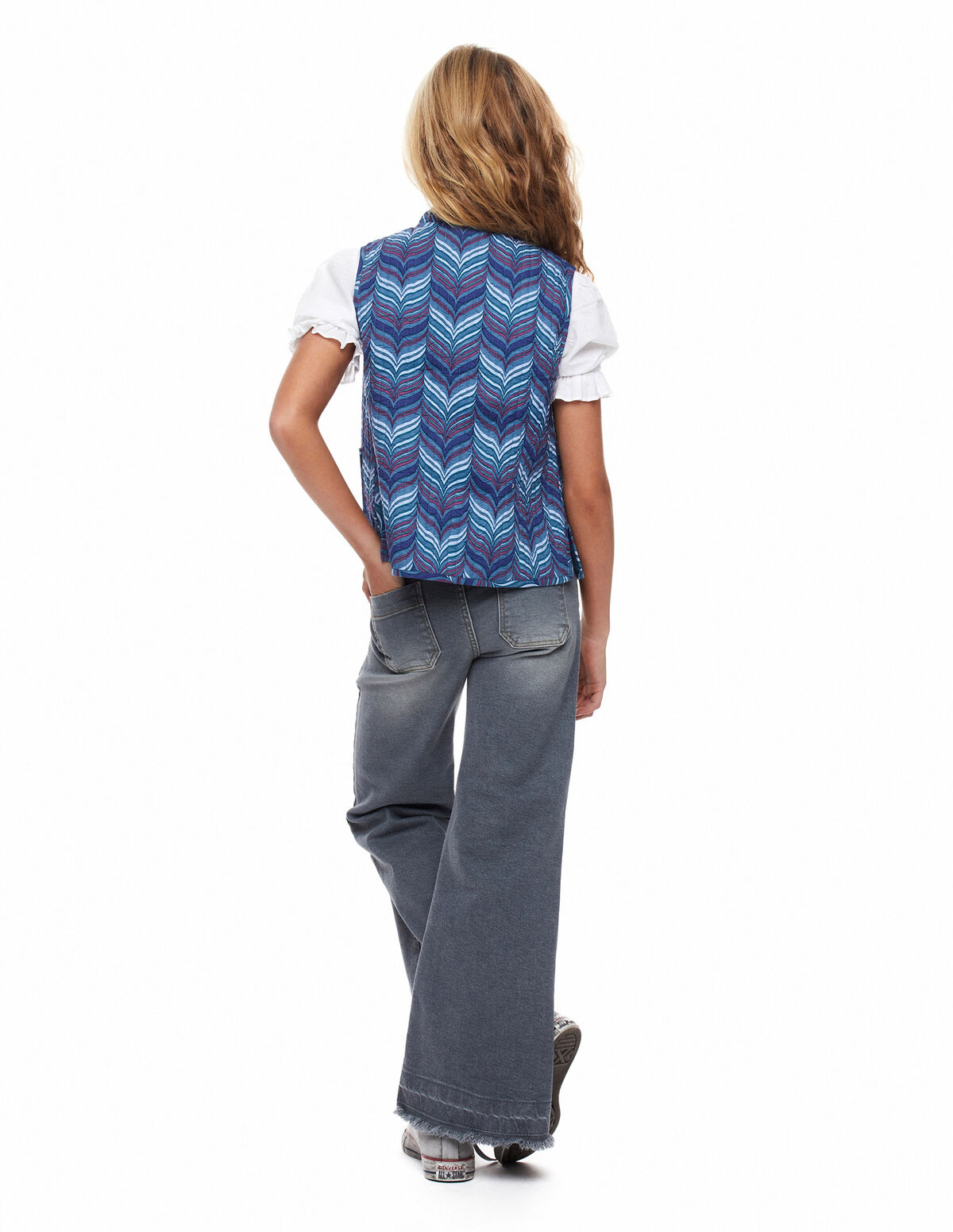 Blue herringbone quilted gilet