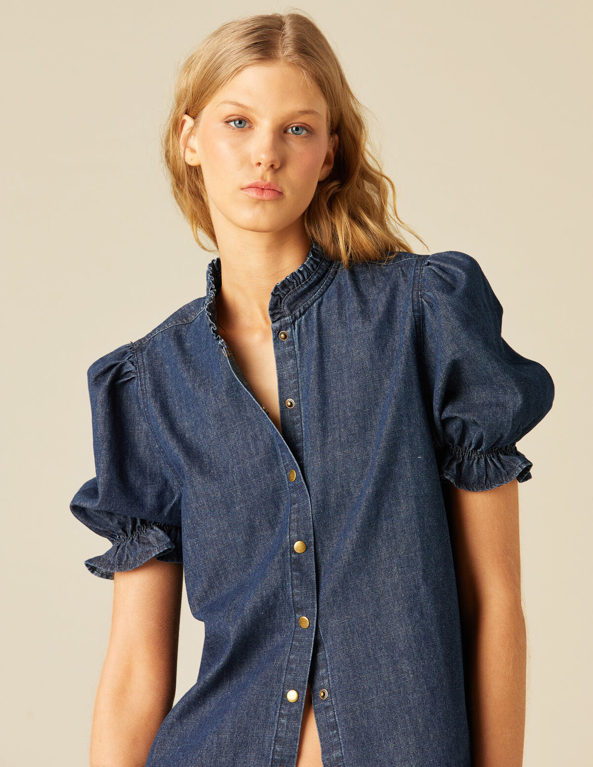 CAMISA DENIM MANGA CORTA