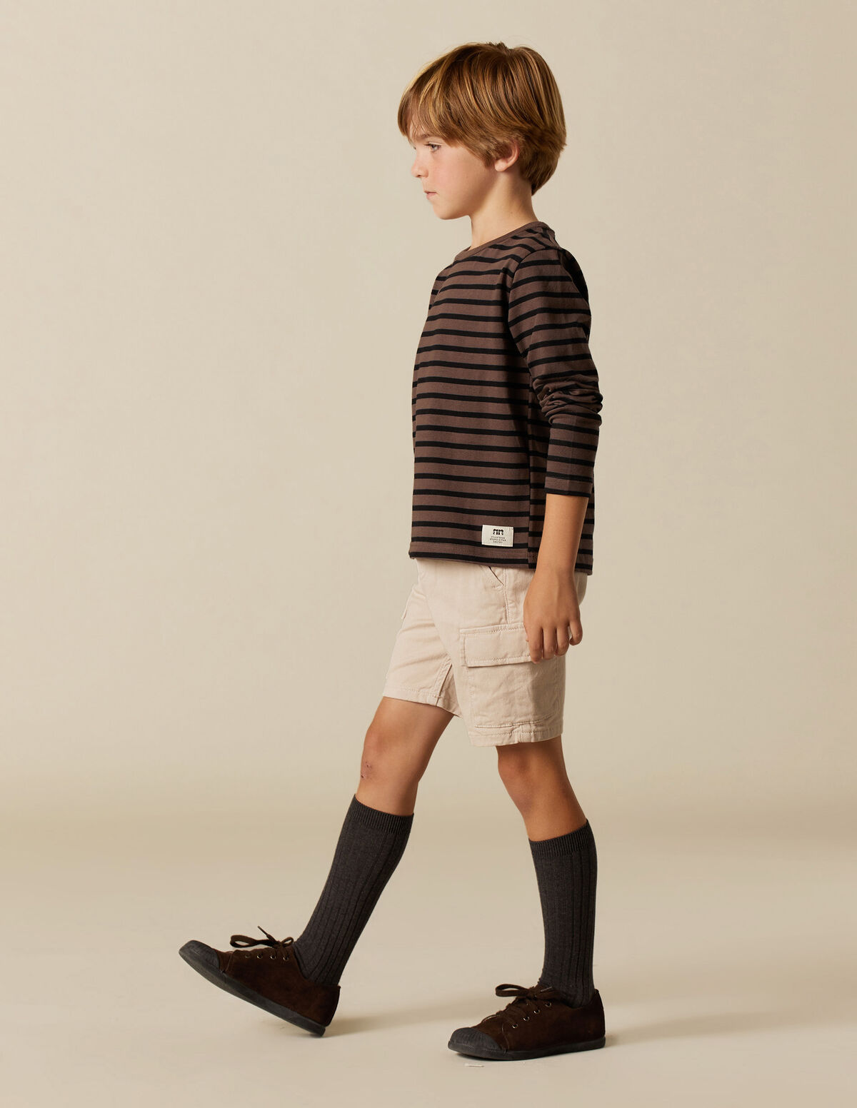 MAROON STRIPED CARGO SHORTS