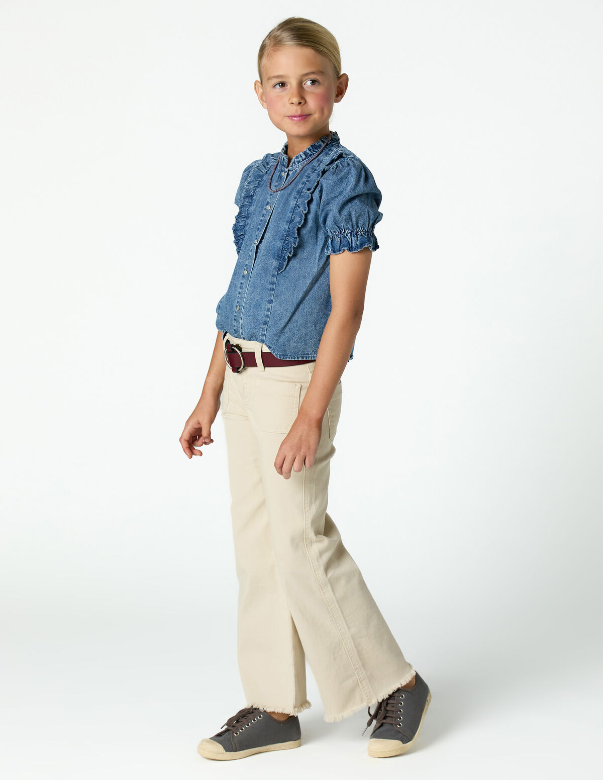 DENIM RUFFLED SHIRT