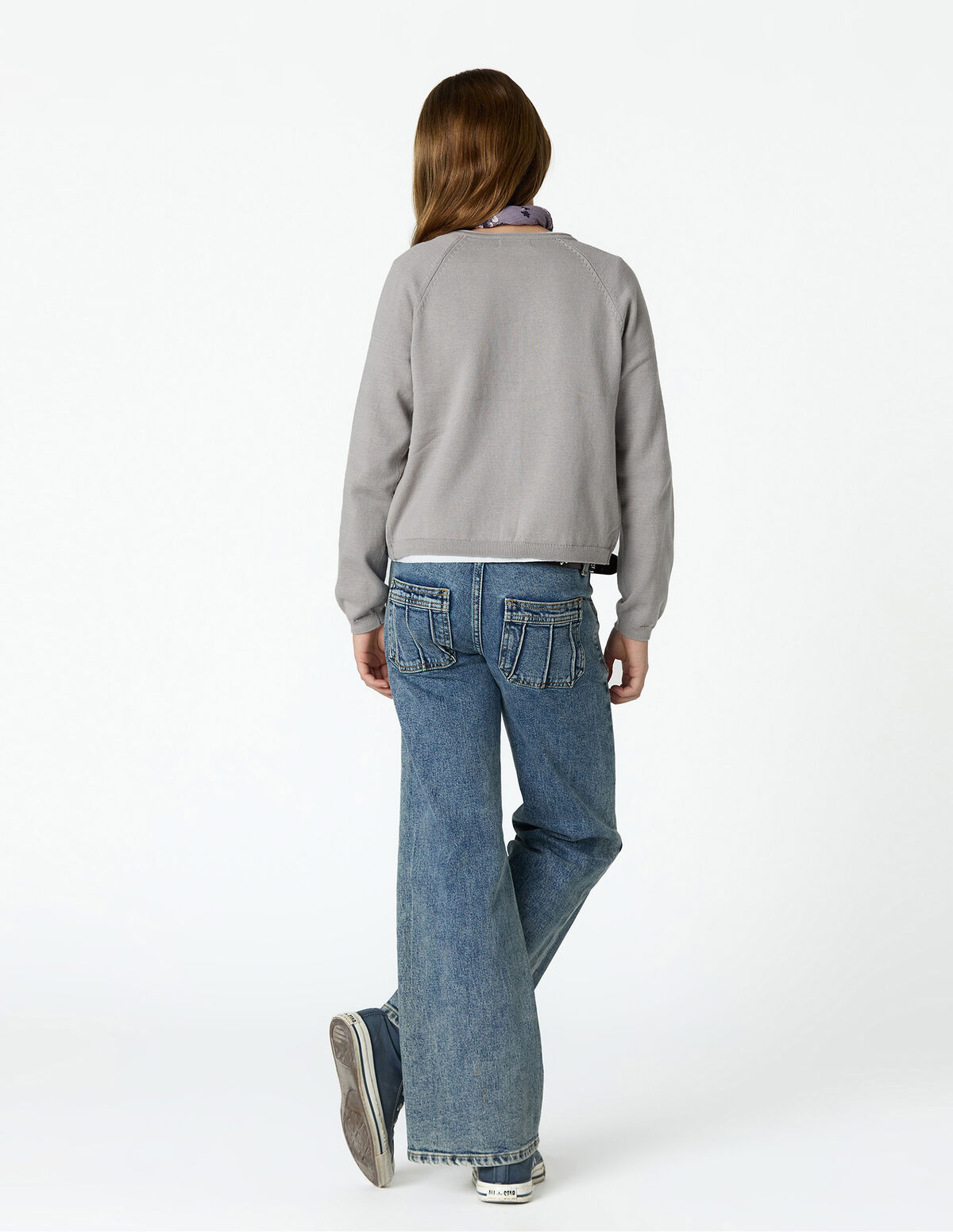 BLUE SEAMED POCKET JEANS