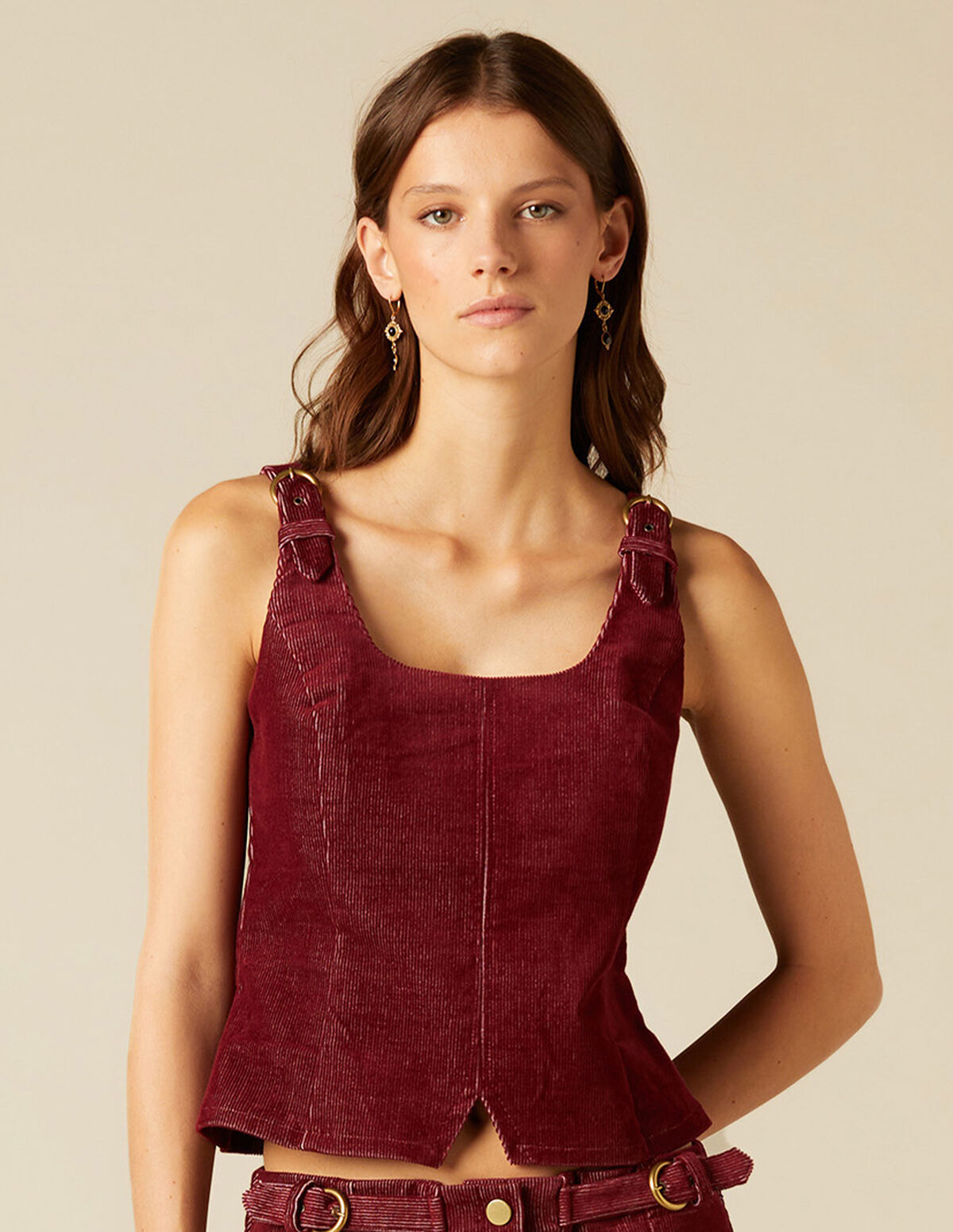 BROWN CORDUROY TOP