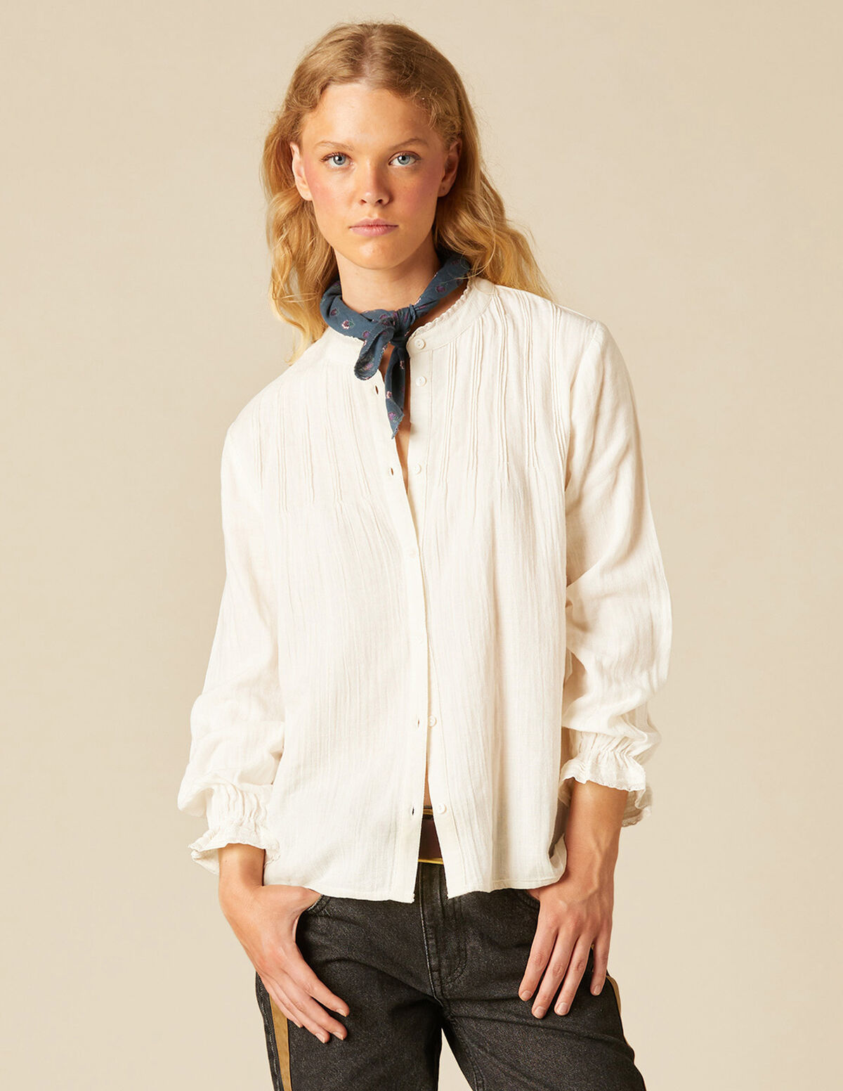 ECRU PIN-TUCK SHIRT
