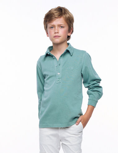 Green long sleeve polo shirt - View all > - Nícoli