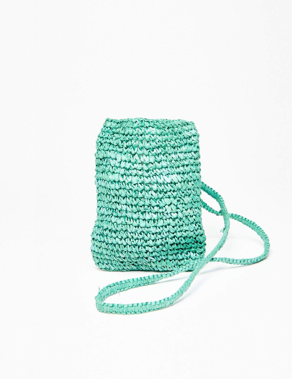 Small pink raffia crossbody bag