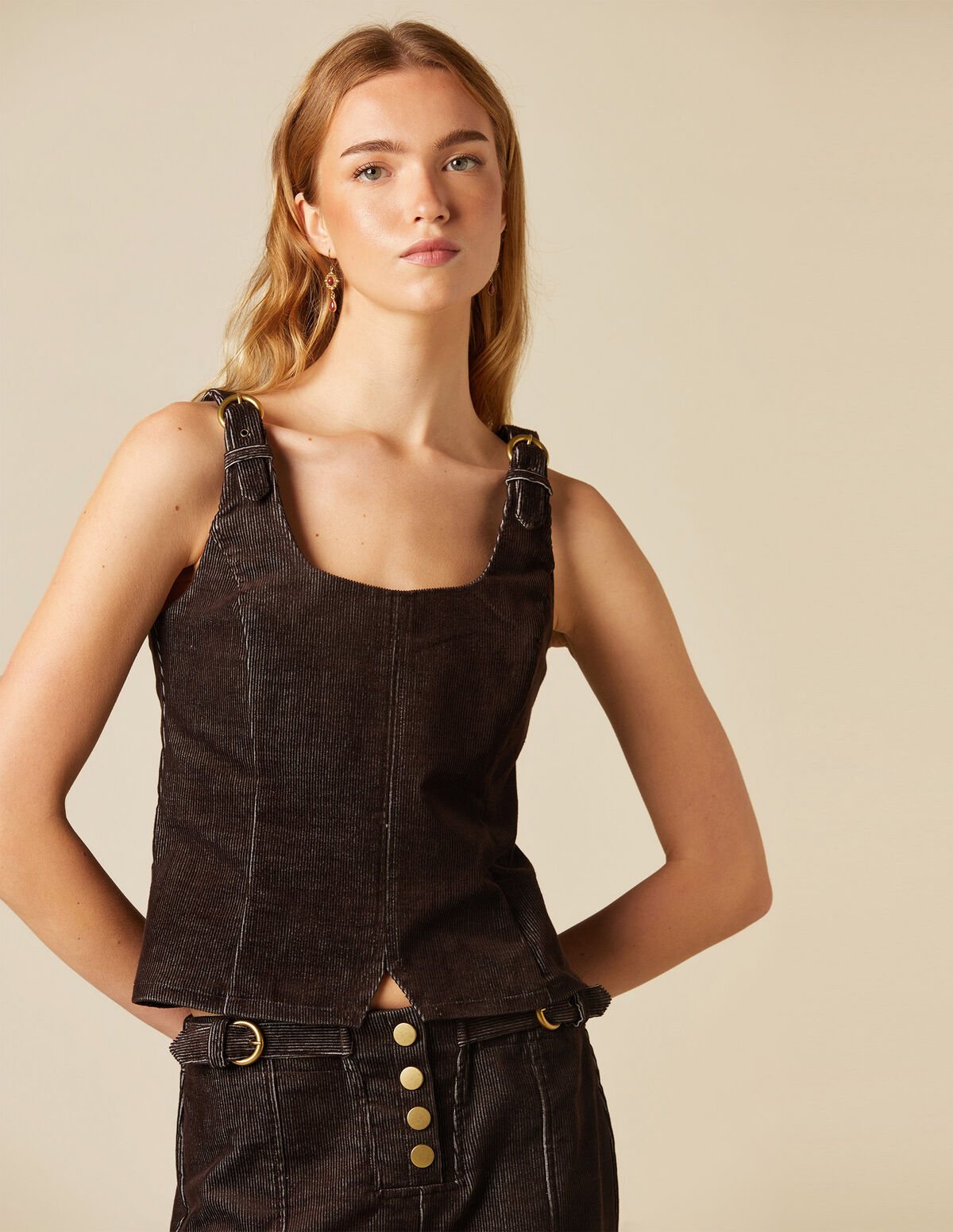 BROWN CORDUROY TOP