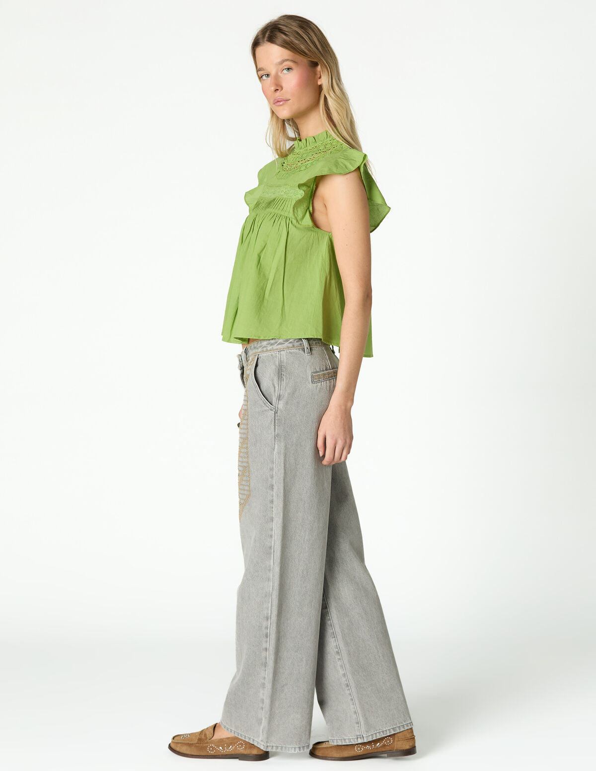 PANTALON BORDADO DENIM BLANCO