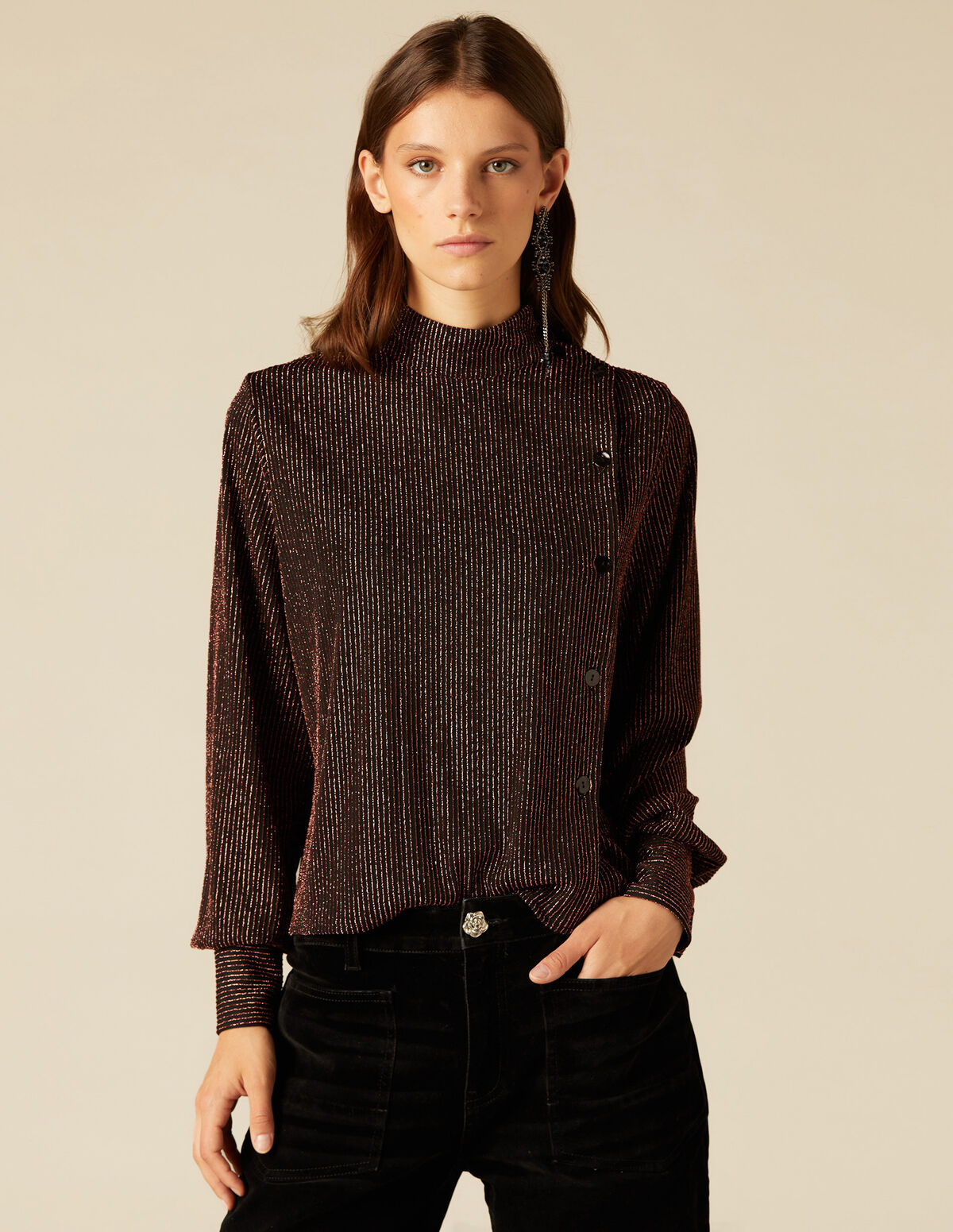 BROWN SHINY SHIRT