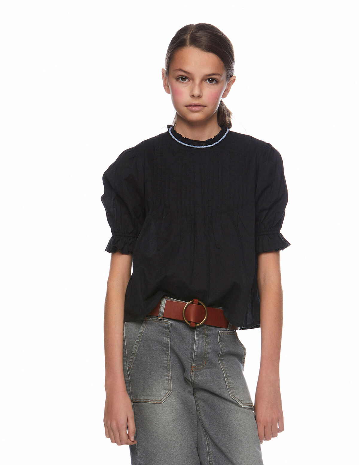 Camisa cuello perkins jaretas antracita