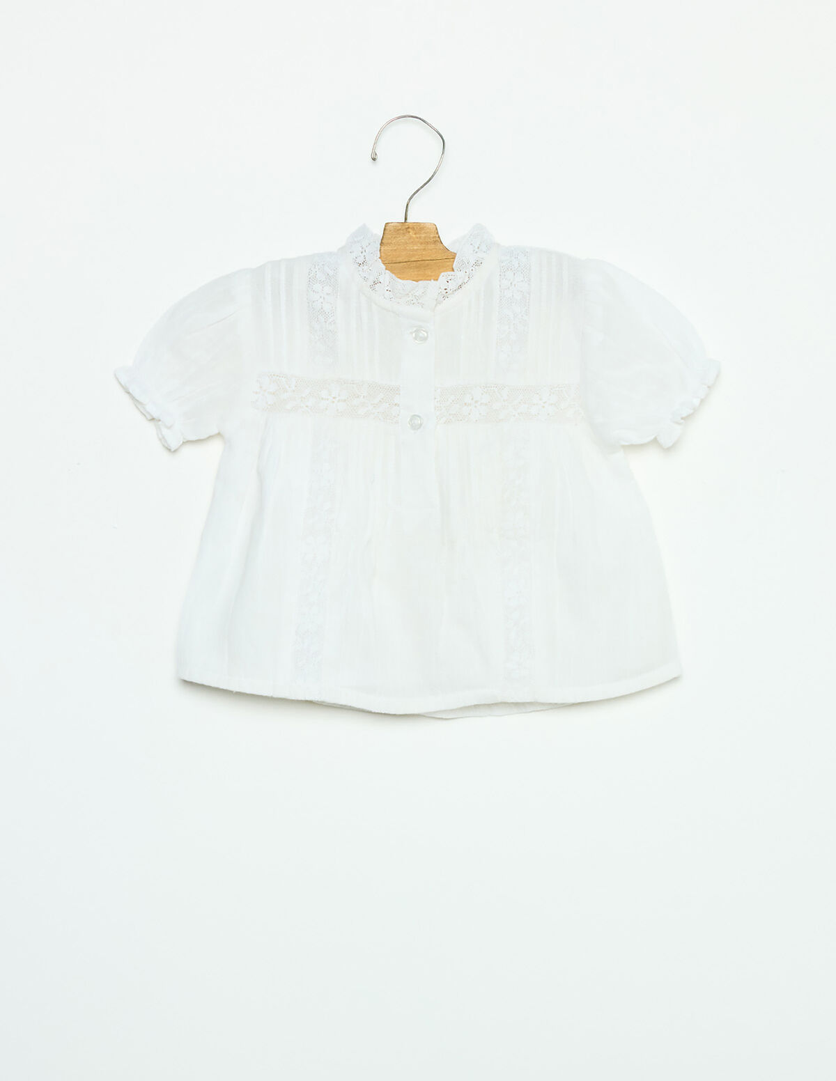 CHEMISE DENTELLE PLIS BLANCHE