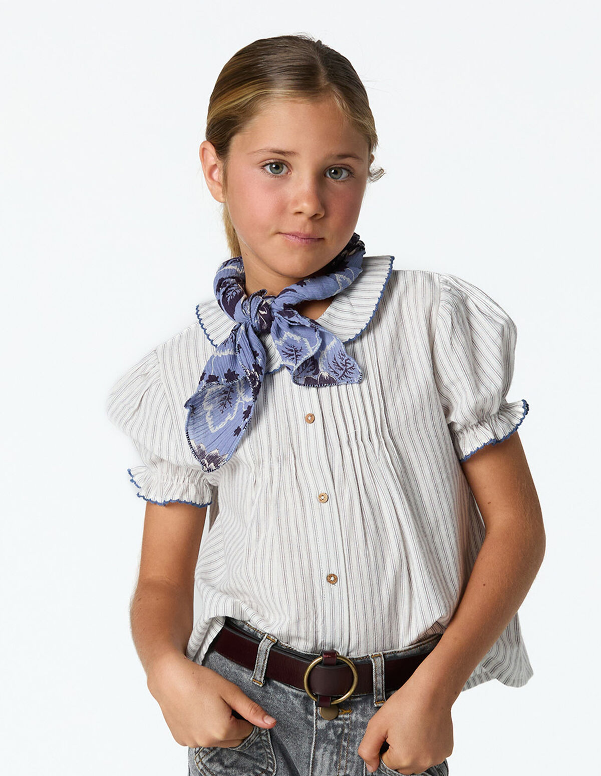 CAMISA &Aacute;S RISCAS ECRU STITCHING