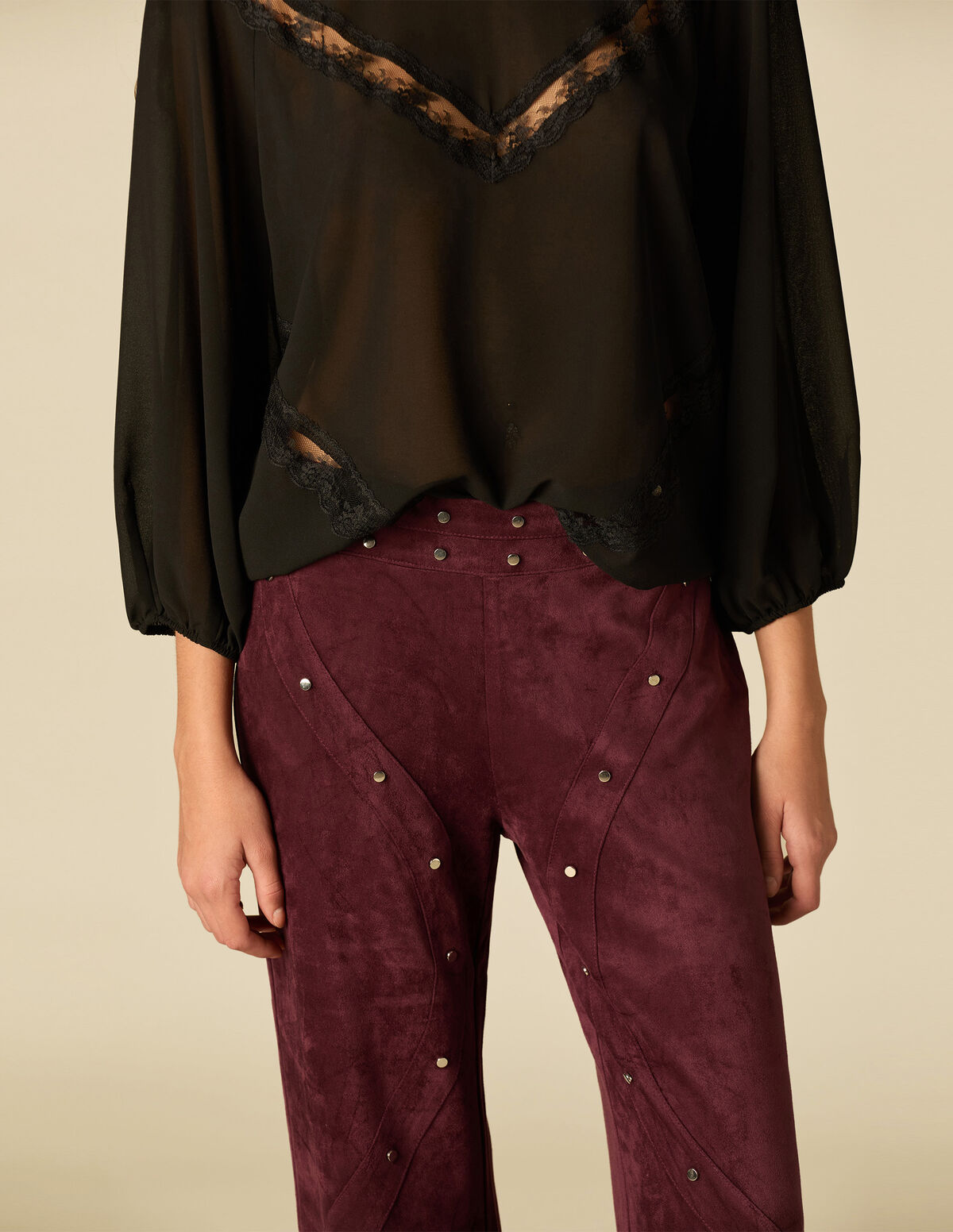 PANTALON CLOUS COURBE MÛRE